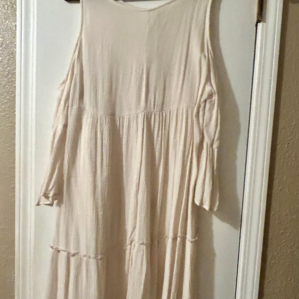 Gauzy, bohemian, vintage dress with cold shoulder